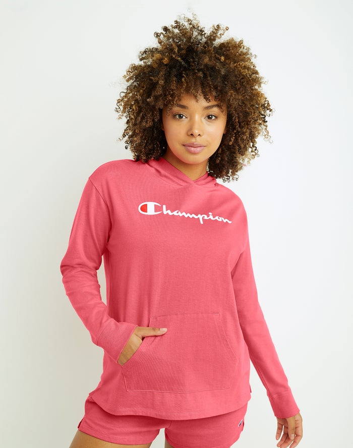 Champion Hoodie Dames - Koraal - Midweight Jersey Script Logo ( 184320-TZJ )